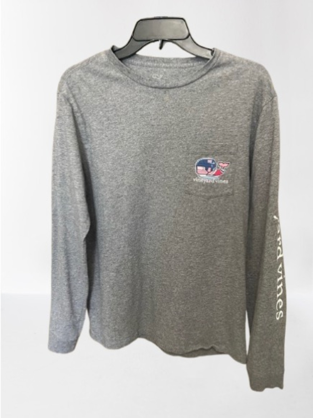 Vineyard Vines Men's Long-Sleeve Pocket Tee - Gray with Pocket Whale Logo